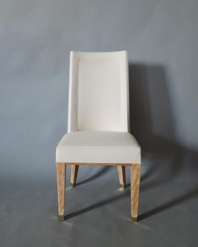 Jacques Adnet Set of 8 Fine French 1950s Bleached Mahogany Dining Chairs by Jacques Adnet