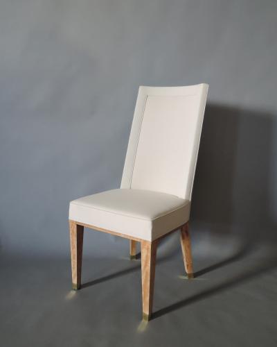 Jacques Adnet Set of 8 Fine French 1950s Bleached Mahogany Dining Chairs by Jacques Adnet