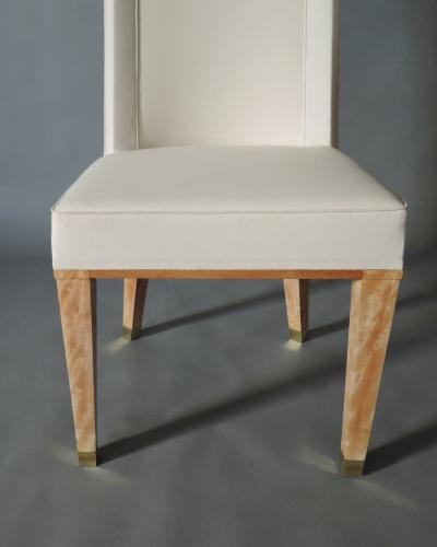 Jacques Adnet Set of 8 Fine French 1950s Bleached Mahogany Dining Chairs by Jacques Adnet