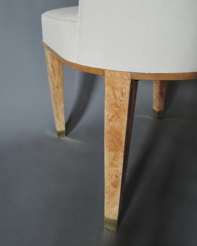 Jacques Adnet Set of 8 Fine French 1950s Bleached Mahogany Dining Chairs by Jacques Adnet