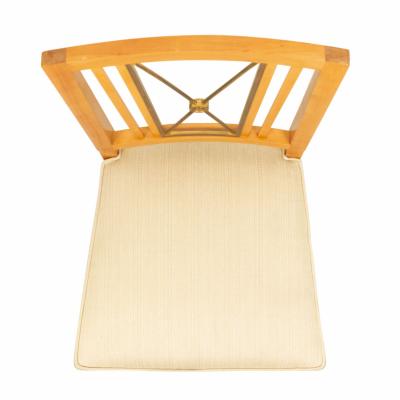 Jacques Adnet Set of 8 French Maple and Silk Side Chairs manner of Jacques Adnet 