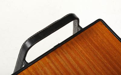 Jacques Adnet Set of two stitched leather nesting tables by Jacques Adnet