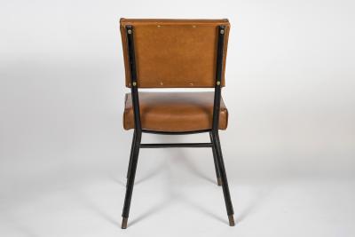 Jacques Adnet Stitched Leather Chairs By Jacques Adnet