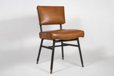 Jacques Adnet Stitched Leather Chairs By Jacques Adnet