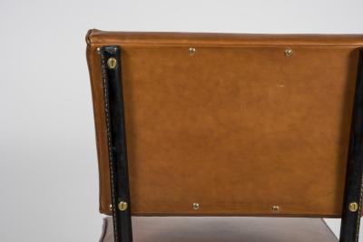 Jacques Adnet Stitched Leather Chairs By Jacques Adnet