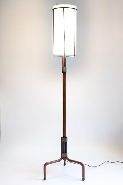 Jacques Adnet Stitched Leather Floor lamp By Jacques Adnet