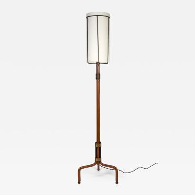 Jacques Adnet Stitched Leather Floor lamp By Jacques Adnet