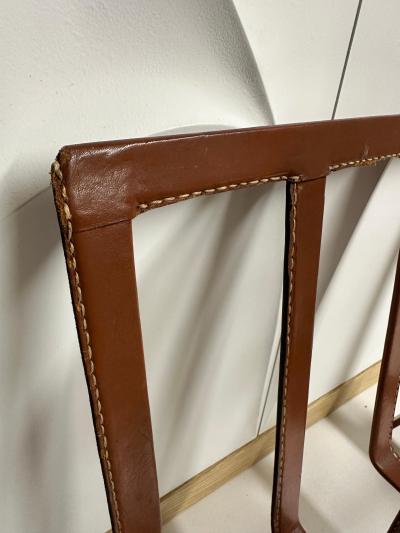 Jacques Adnet Stitched Leather Magazine Rack
