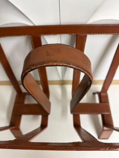 Jacques Adnet Stitched Leather Magazine Rack