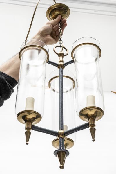 Jacques Adnet Stitched Leather Pendant by Jacques Adnet