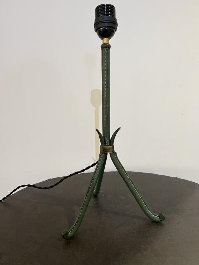 Jacques Adnet Stitched Leather Tripod Table Lamp