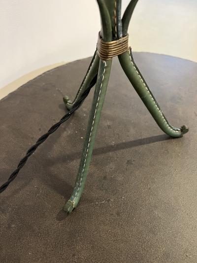 Jacques Adnet Stitched Leather Tripod Table Lamp