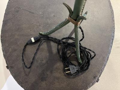 Jacques Adnet Stitched Leather Tripod Table Lamp
