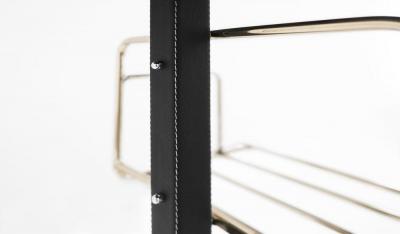 Jacques Adnet Stitched Leather and Brass Gueridon