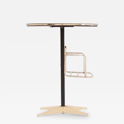 Jacques Adnet Stitched Leather and Brass Gueridon