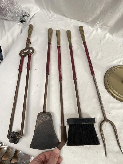 Jacques Adnet Stitched leather and bronze fire stools by Jacques Adnet