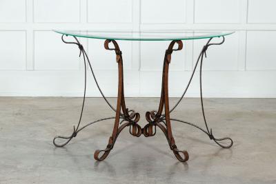 Jacques Adnet Style Iron Leather Console Table