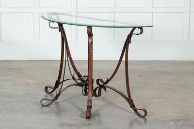 Jacques Adnet Style Iron Leather Console Table