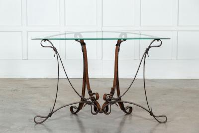 Jacques Adnet Style Iron Leather Console Table