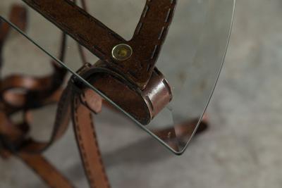 Jacques Adnet Style Iron Leather Console Table