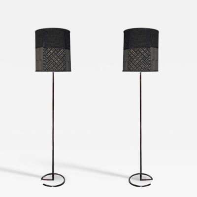 Jacques Adnet Tall Chrome Floor Lamps