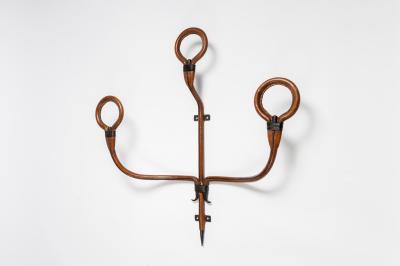 Jacques Adnet Tall Stitched Leather Coat Rack By Jacques Adnet