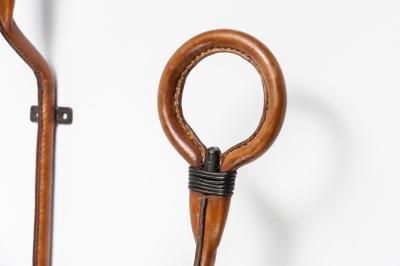 Jacques Adnet Tall Stitched Leather Coat Rack By Jacques Adnet