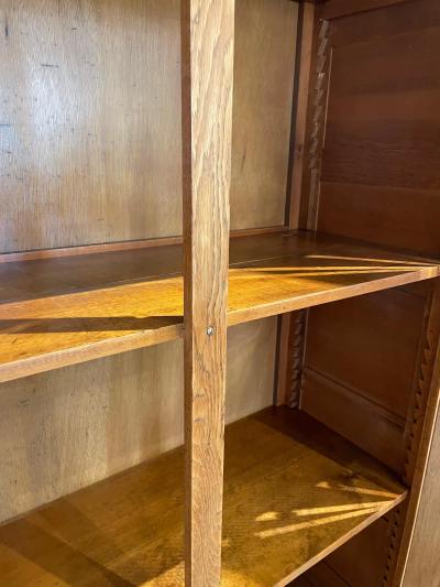 Jacques Adnet Tall Vintage French Oak Cabinet Manner of Jacques Adnet