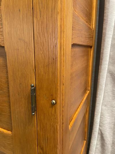 Jacques Adnet Tall Vintage French Oak Cabinet Manner of Jacques Adnet