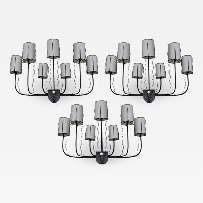 Jacques Adnet Three large 1950 s wall lights by Jacques Adnet France 1950