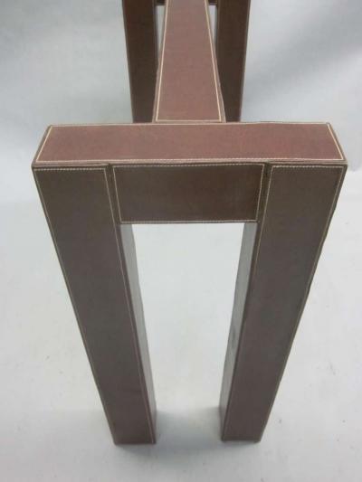 Jacques Adnet Two French Leather Mid Century Consoles in the Style of Jacques Adnet