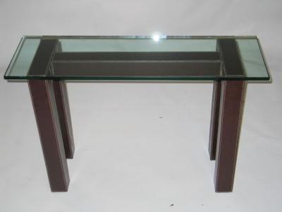 Jacques Adnet Two French Leather Mid Century Consoles in the Style of Jacques Adnet