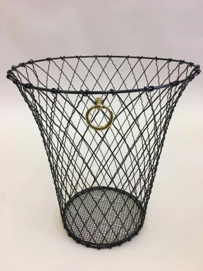 Jacques Adnet Two French Mid Century Modern Wire Waste Baskets Jacques Adnet