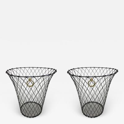 Jacques Adnet Two French Mid Century Modern Wire Waste Baskets Jacques Adnet