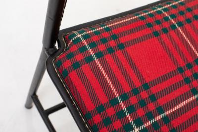 Jacques Adnet Valet Black Stitched Leather and Tartan Upholstery France 1950s