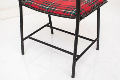 Jacques Adnet Valet Black Stitched Leather and Tartan Upholstery France 1950s