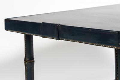 Jacques Adnet Very Nice Stitched Leather Cocktail Table by Jacques Adnet