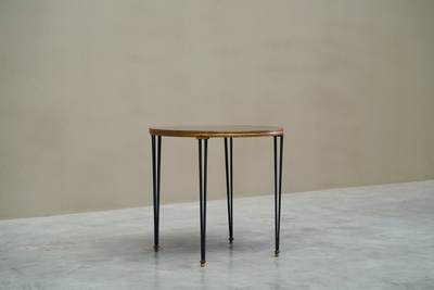 Jacques Adnet Wonderful Mid Century Side Table in Wrought Iron and Verre Eglomis 
