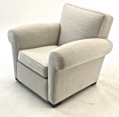 Jacques Adnet jacques Adnet pair of comfy club chairs newly covered in canvas cloth