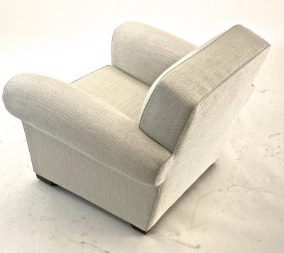 Jacques Adnet jacques Adnet pair of comfy club chairs newly covered in canvas cloth