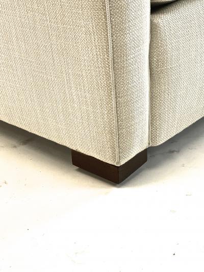 Jacques Adnet jacques Adnet pair of comfy club chairs newly covered in canvas cloth