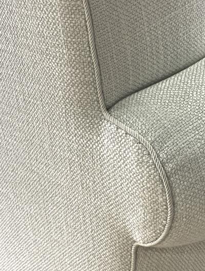 Jacques Adnet jacques Adnet pair of comfy club chairs newly covered in canvas cloth