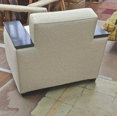 Jacques Adnet rarest documented comfy pair of club chairs fully restored