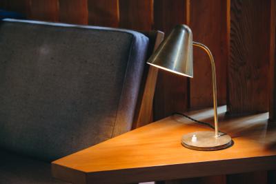 Jacques Biny 1950s Brass Table Lamp Attributed to Jacques Biny