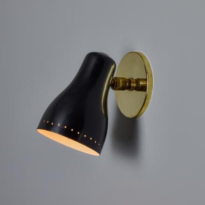 Jacques Biny 1960s Black Brass Wall Lamp Attributed to Jacques Biny