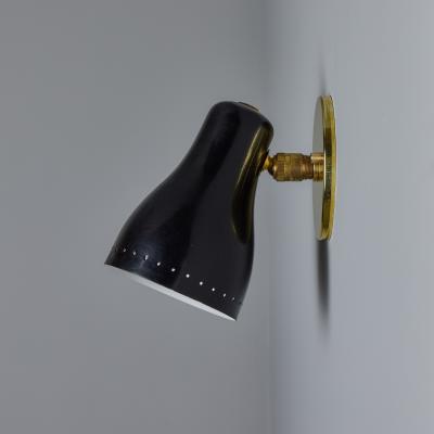 Jacques Biny 1960s Black Brass Wall Lamp Attributed to Jacques Biny