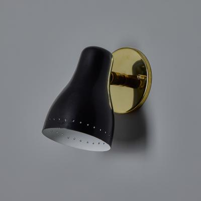 Jacques Biny 1960s Black Brass Wall Lamp Attributed to Jacques Biny