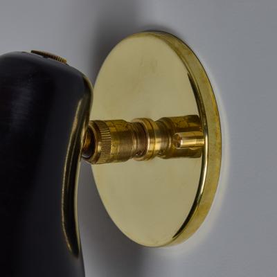Jacques Biny 1960s Black Brass Wall Lamp Attributed to Jacques Biny