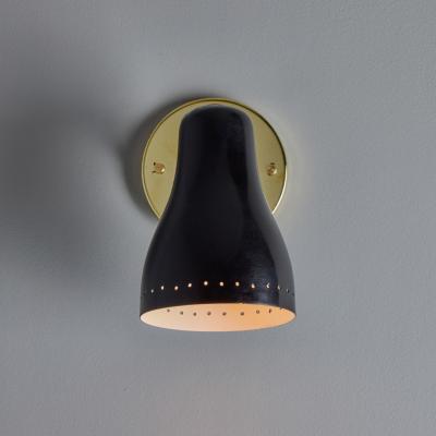 Jacques Biny 1960s Black Brass Wall Lamp Attributed to Jacques Biny