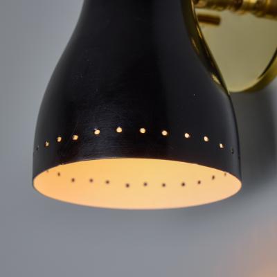 Jacques Biny 1960s Black Brass Wall Lamp Attributed to Jacques Biny
